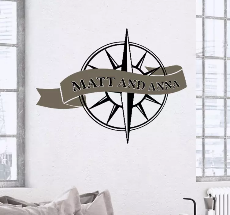 Nálepka přizpůsobitelný kompas svatební banner - TenStickers