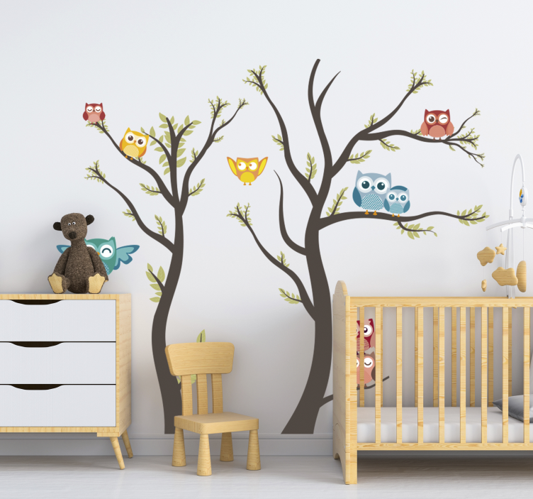 Sovy pastelové tóny divokých zvířat obtisk - TenStickers