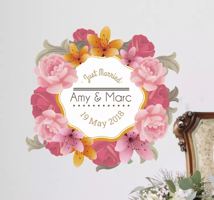 Nálepka s květinovým rámem na míru - TenStickers