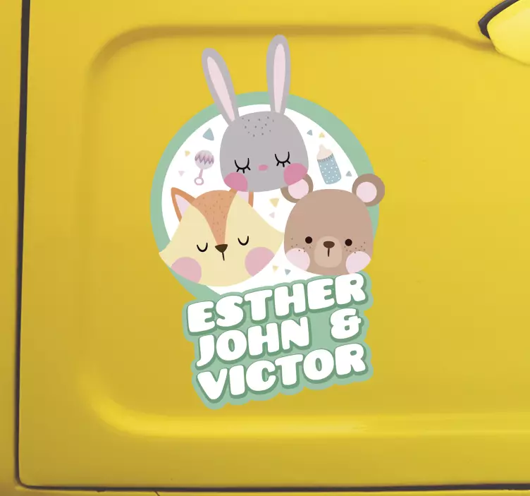 Nálepka zvířata se jmény dítě na palubě - TenStickers