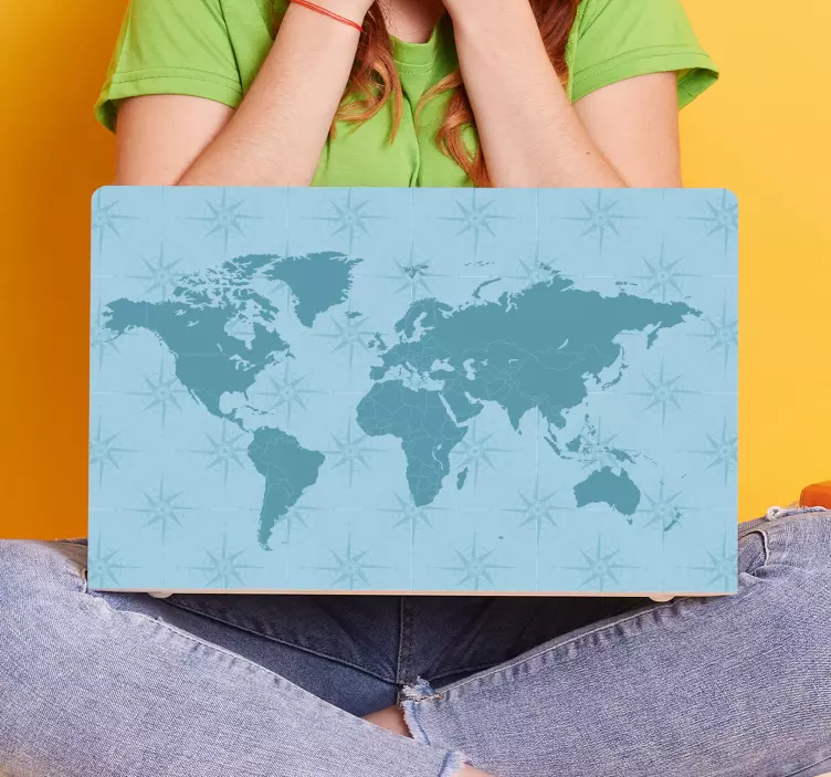 Navigační kompas worldmap laptop kůže - TenStickers