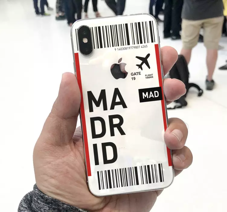 Nálepka na letenku do madridu iphone - TenStickers