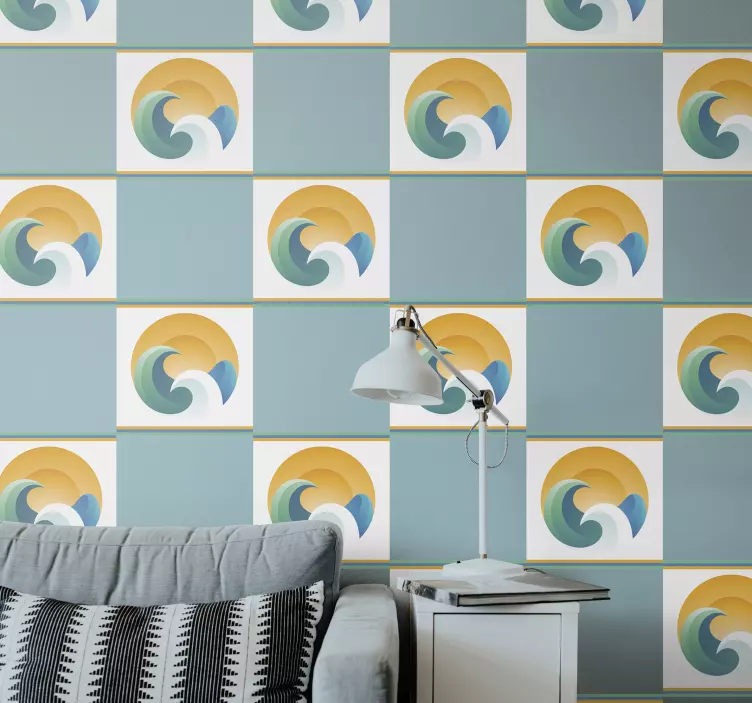 Nálepka dlaždice slunce a vlny - TenStickers