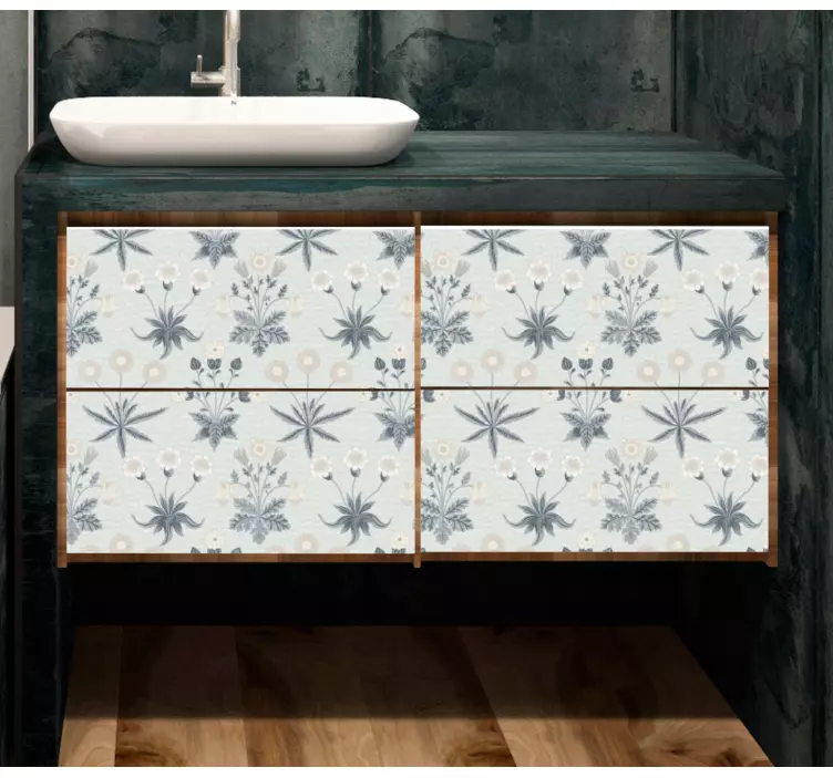 Nálepka na nábytek z jemných modrých květin - TenStickers