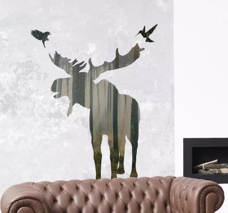 Ach jelen v lese obtisk divokých zvířat - TenStickers