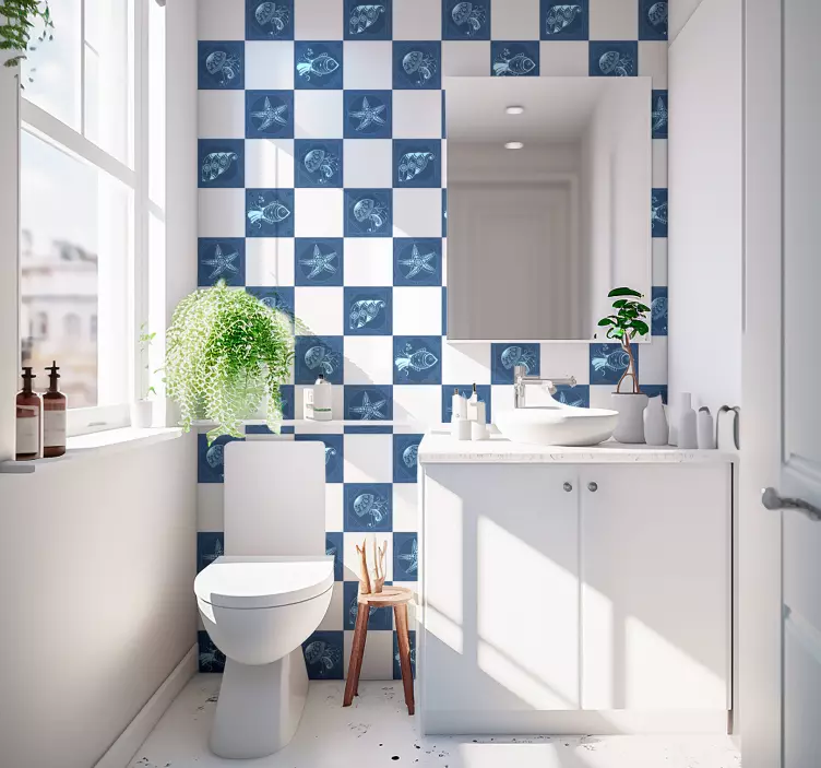 Okrasné mořský život dlaždice nálepka - TenStickers