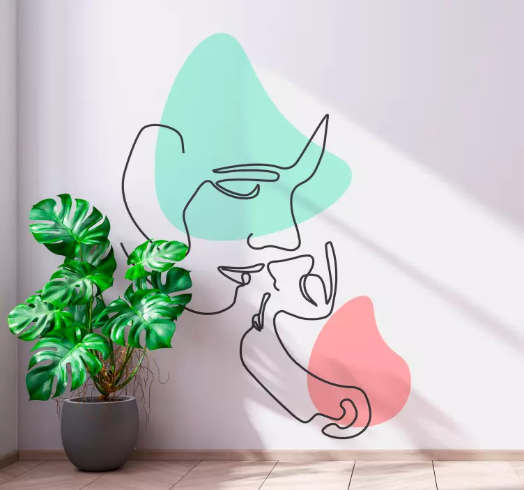 Pár tváří v minimalistickém stylu samolepka na zeď - TenStickers