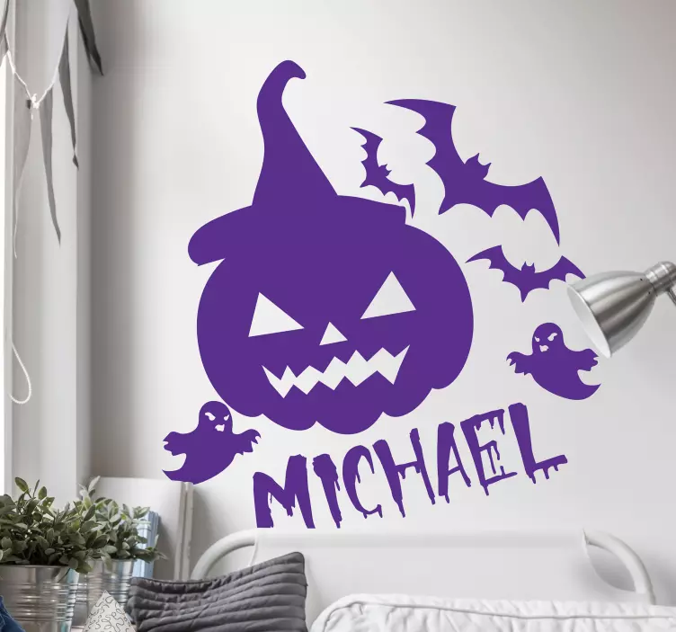 Personalizované duchové netopýři halloween obtisk - TenStickers