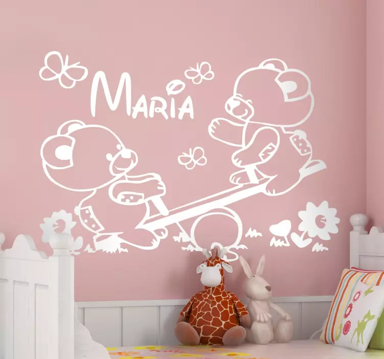 Personalizované plyšové medvědy v nálepce houpačky - TenStickers