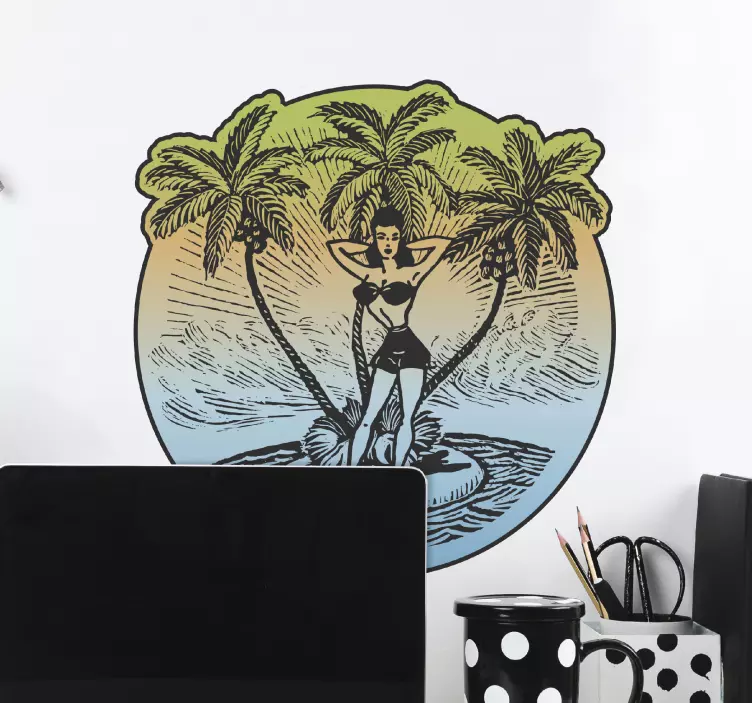 Pin up beach girl obtisk - TenStickers