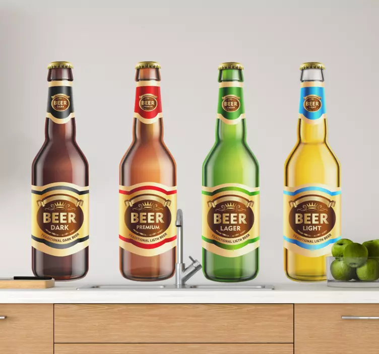 Pivo kreslený lahve pít obtisk - TenStickers