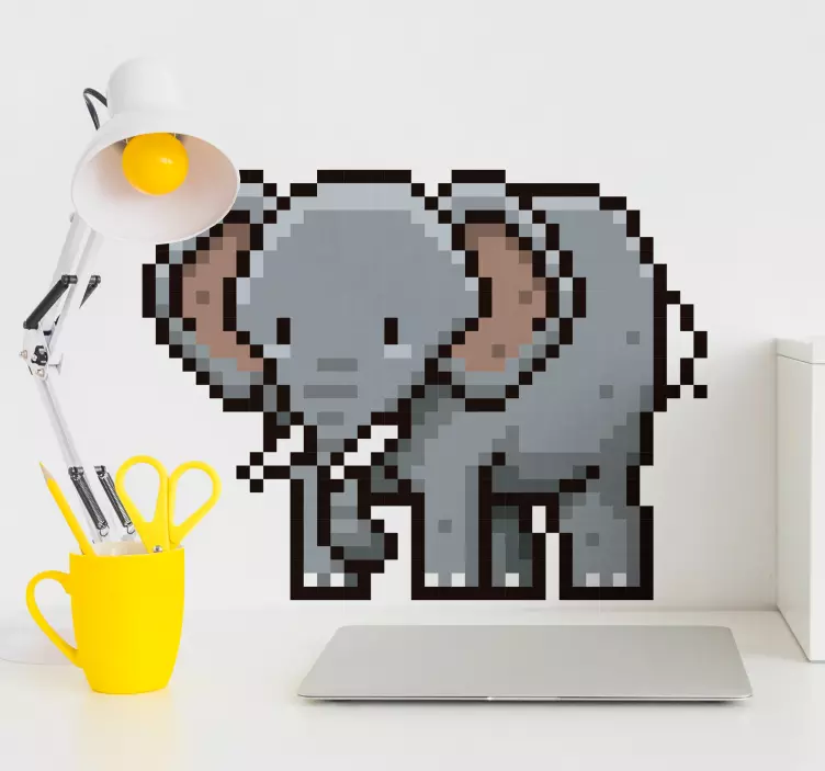 Pixel slon zvířecí nálepka na zeď - TenStickers