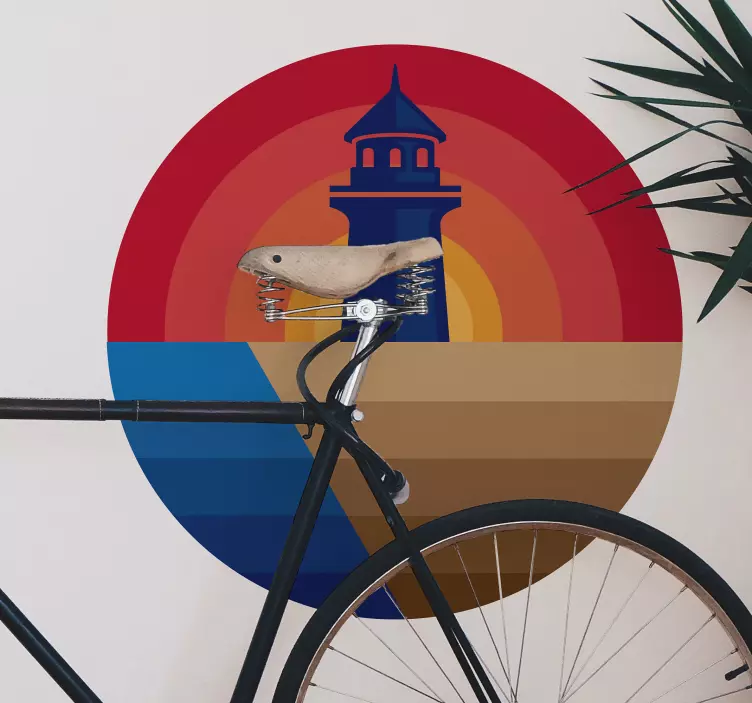 Pláž a maják silueta obtisk - TenStickers