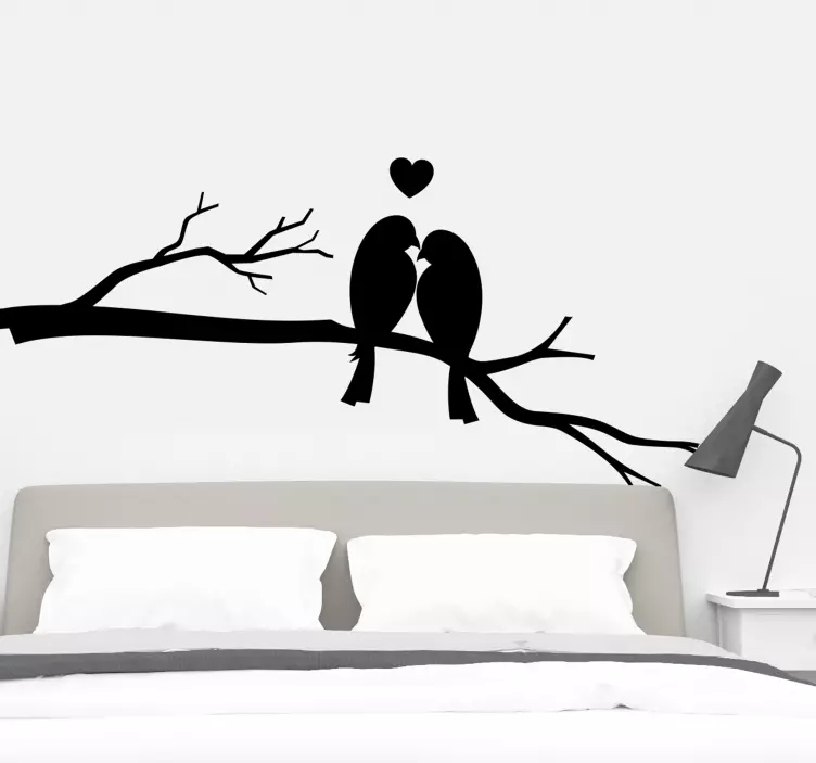 Podzimní strom s ptáky líbající se na zeď - TenStickers