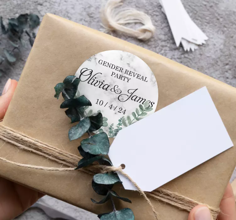 Pohlaví odhalit party mramor přizpůsobitelná nálepka - TenStickers