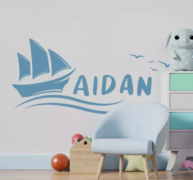 Pojmenovaná námořní zeď s plachetnicí - TenStickers