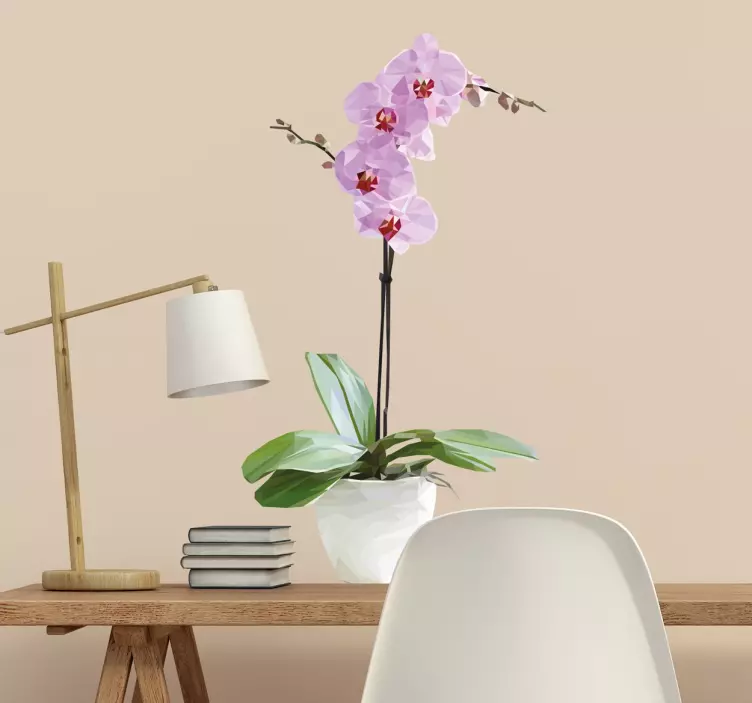 Polygonální hrnkovou orchidejovou nálepkou - TenStickers
