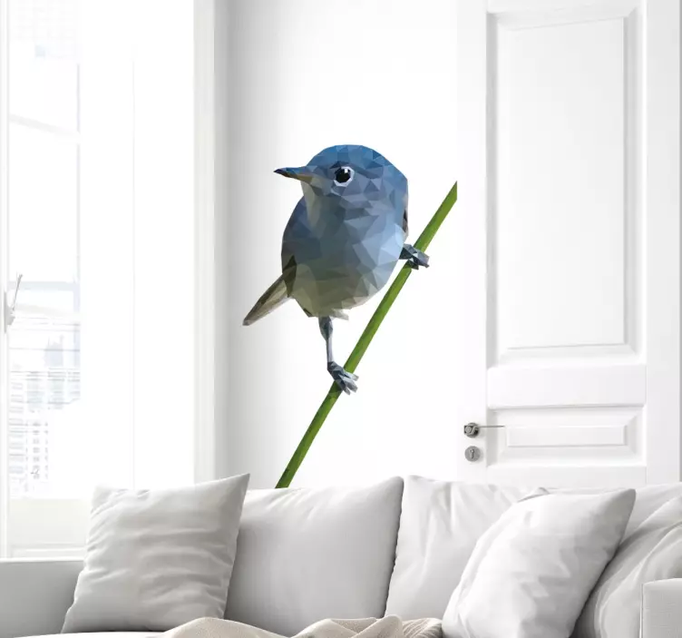 Polygonální pták na větvi - TenStickers