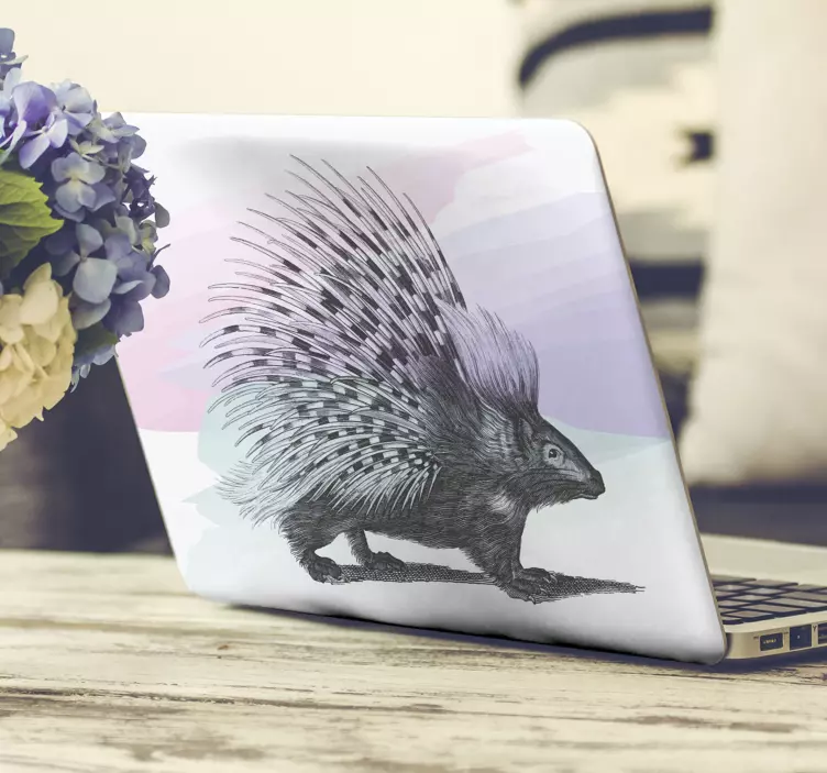 Nálepka porcupine art black and white laptop - TenStickers