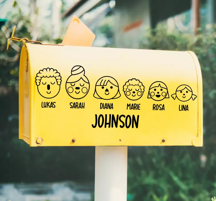 Poštovní schránka s personalizovanou nálepkou příjmení - TenStickers
