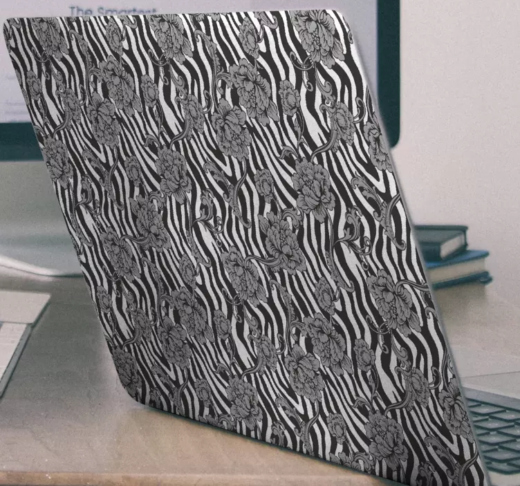 Kůže zebra a ozdobné květiny - TenStickers