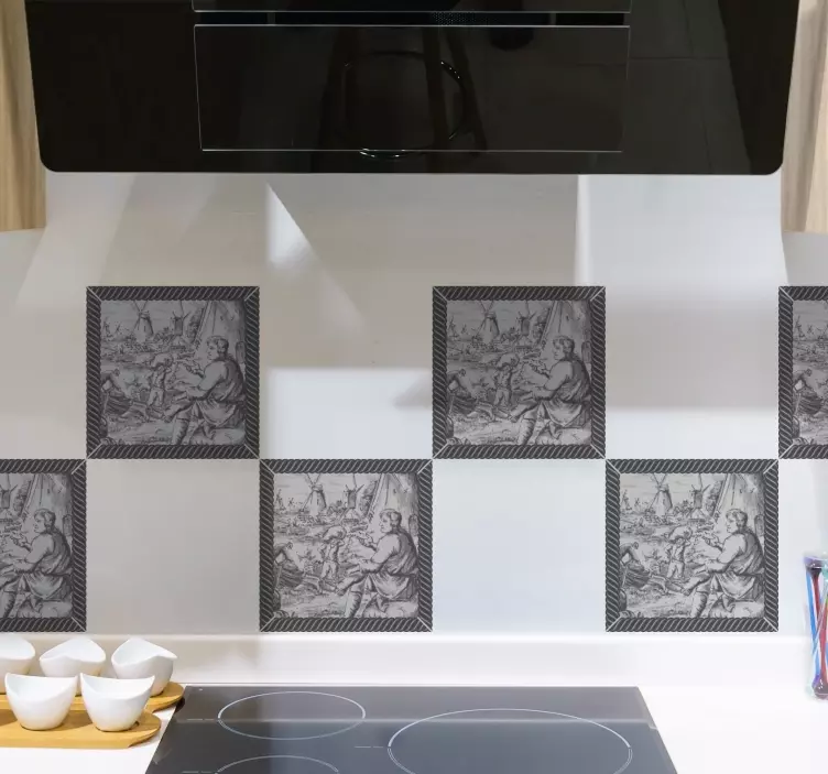 Nálepka pracujících mužů po mlýnech - TenStickers