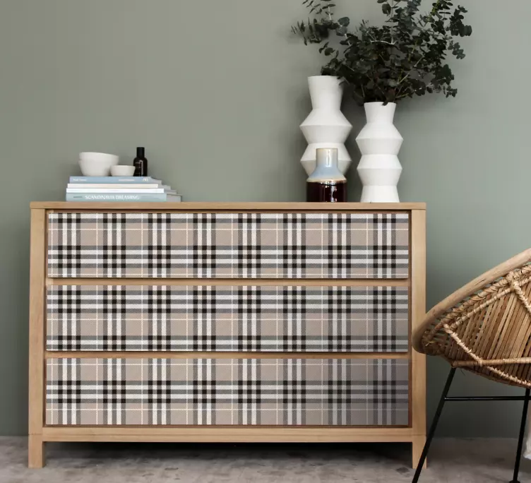 Překrytí s kostkovaným vzorem Nábytek nálepka - TenStickers