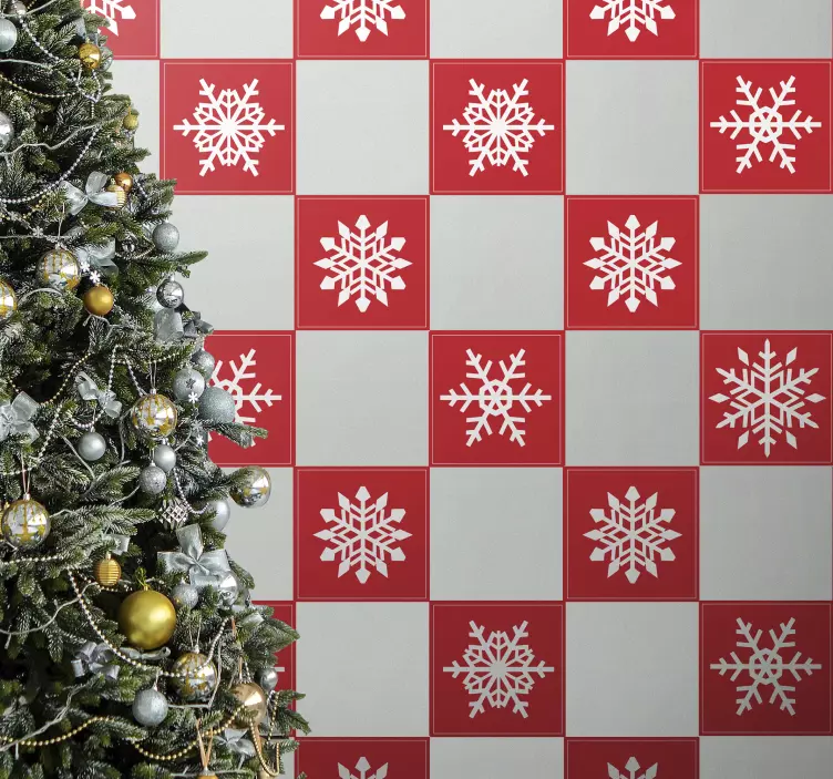 Nálepka červené vločky dlaždice - TenStickers