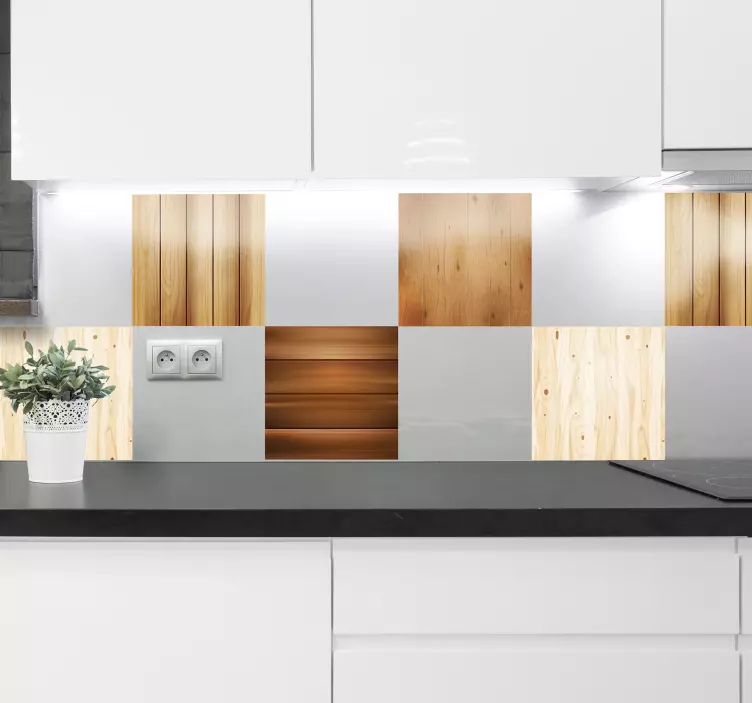 Dřevěné dlaždice Zvířecí nálepka - TenStickers