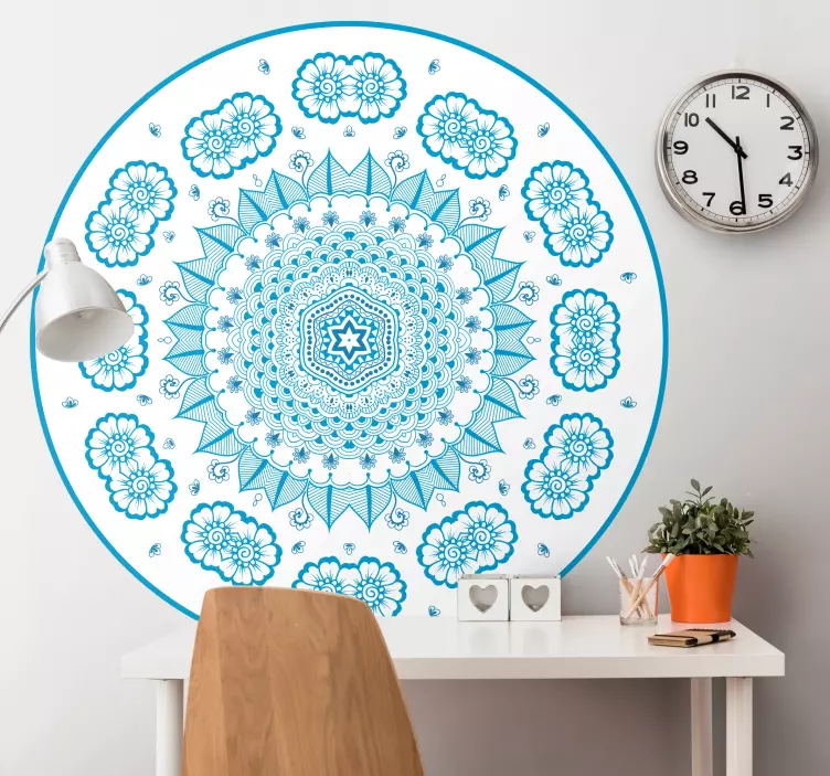 Modrá botanická mandala Zvířecí nálepka - TenStickers