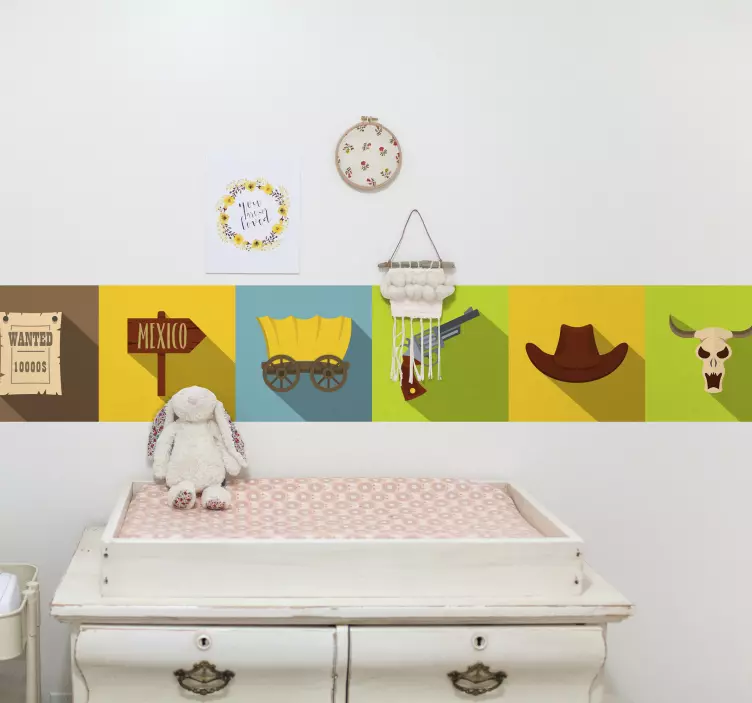 Prvky s tématem divokého západu hranice samolepka - TenStickers