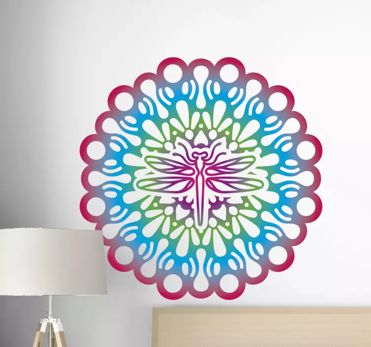 Psychedelická vážka mandala květinový obtisk - TenStickers