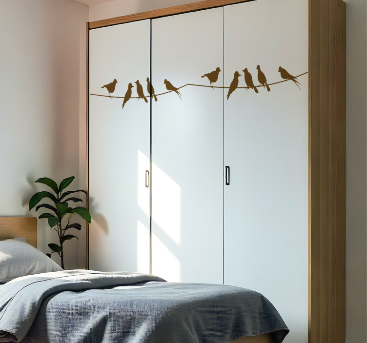 Ptáci na drátě Nábytek nálepka - TenStickers