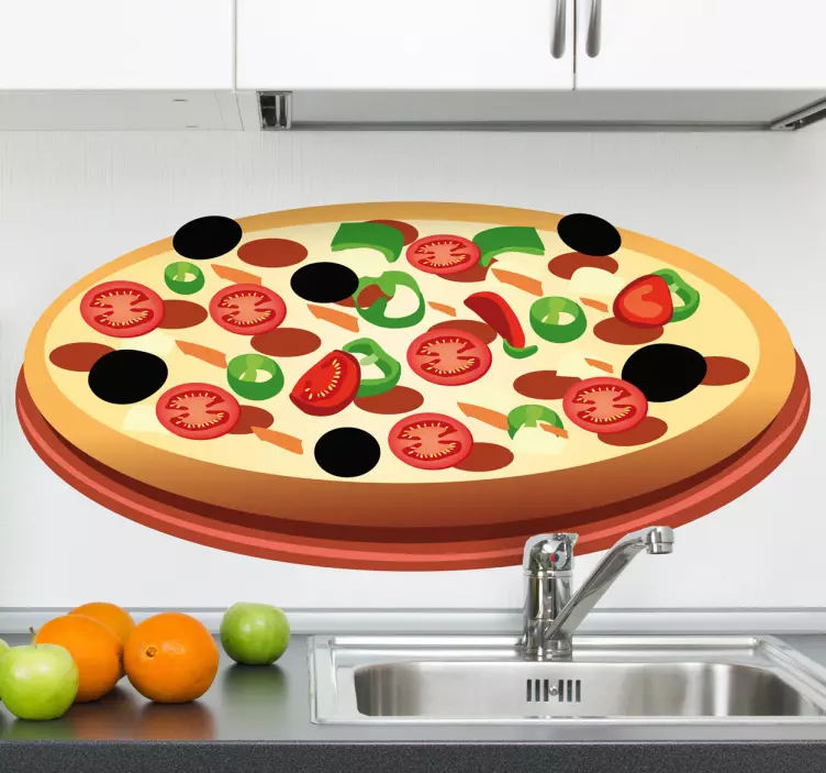 Rajčatová pizza nálepka na zeď - TenStickers
