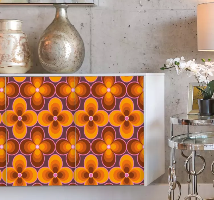 Retro květinový motiv Nábytek nálepka - TenStickers