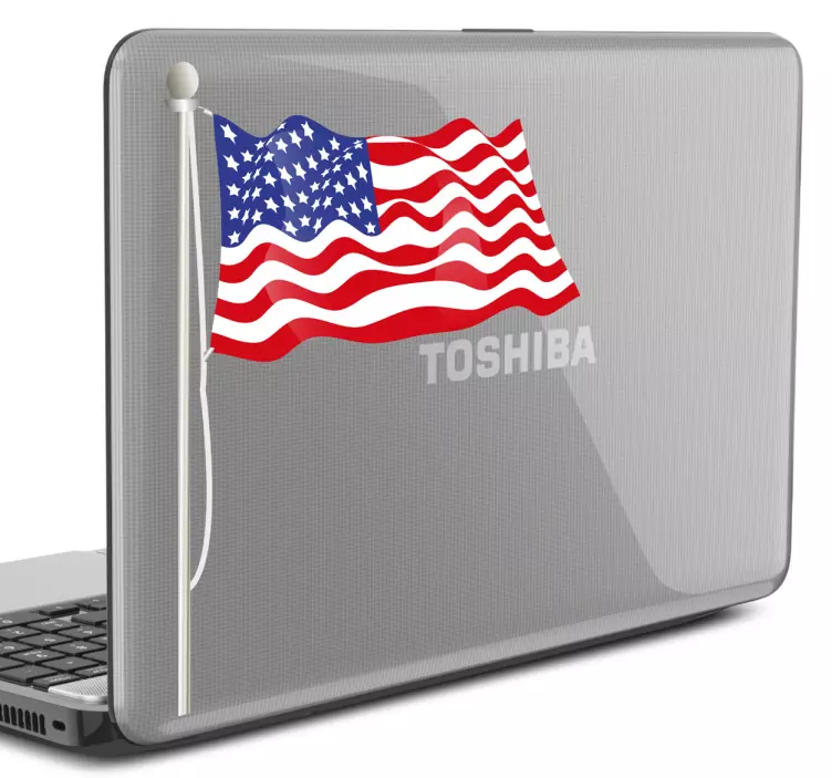 Rippling usa flag laptop sticker - TenStickers