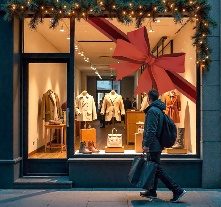 Rohová červená stuha samolepka na výlohy - TenStickers