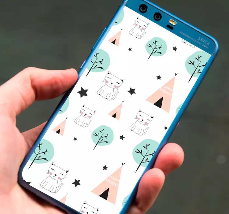 Rozkošný kočičí vzor Huawei samolepka - TenStickers