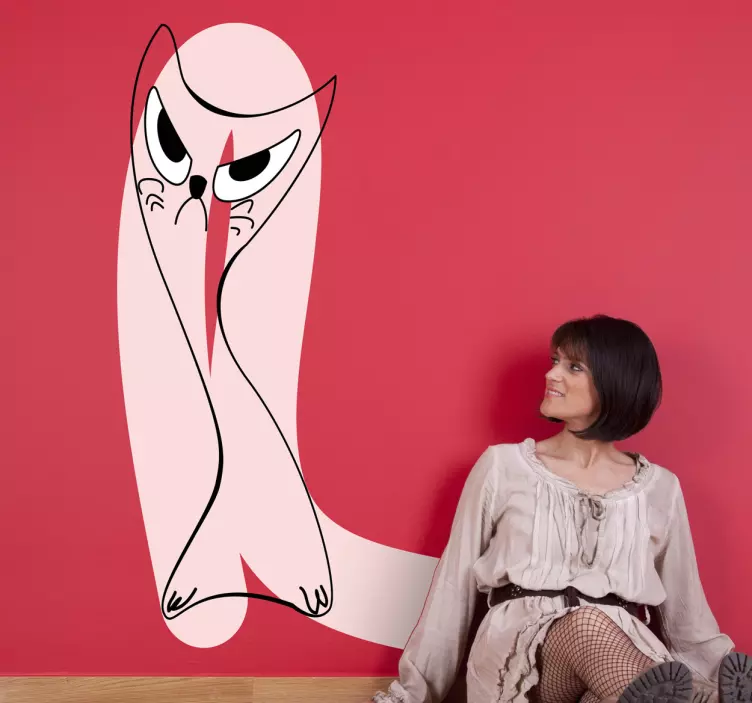 Rozmarná silueta kočky samolepka - TenStickers