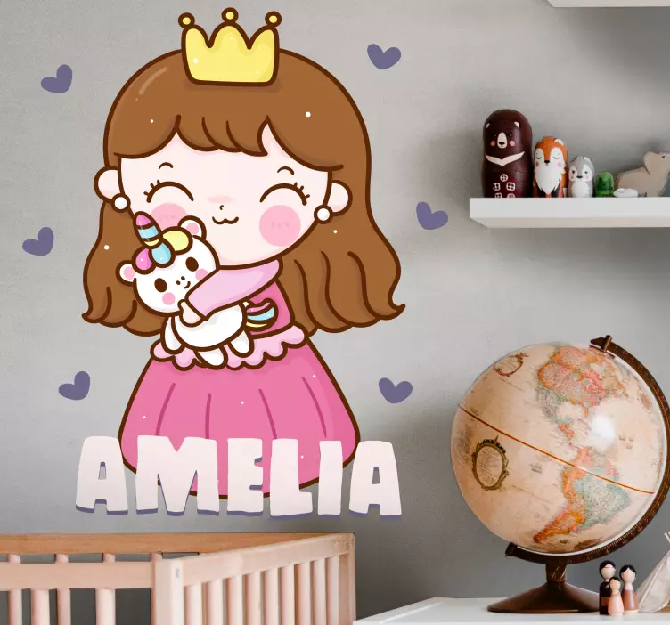 Vlastní ilustrace princezny samolepka pro děti - TenStickers