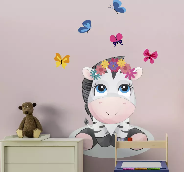 Roztomilá zebra samolepka - TenStickers