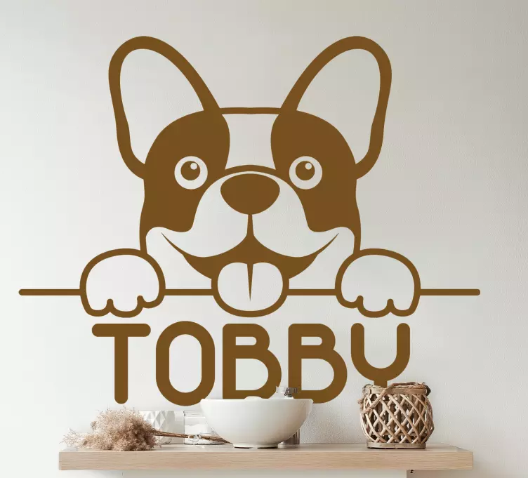 Roztomilý jednobarevný pes pokukující vinylový obtisk - TenStickers