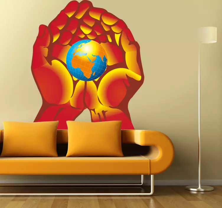 Ruce držící nálepku země - TenStickers