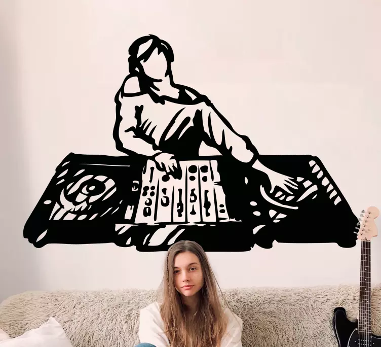 Ručně tažené dj přehrávání hudby dospívající samolepky na zeď - TenStickers