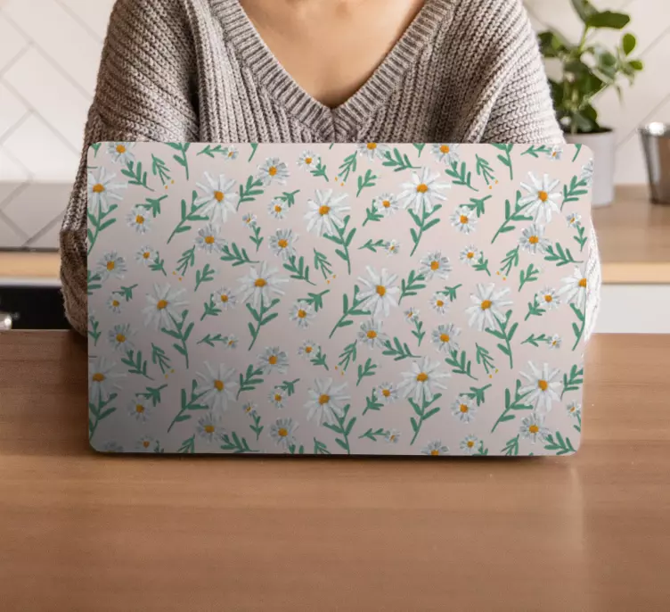 Ručně tažené roztomilé sedmikrásky vzor laptop kůže - TenStickers