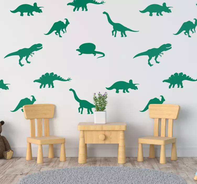 Různé dinosaury zvířecí nálepka na zeď - TenStickers