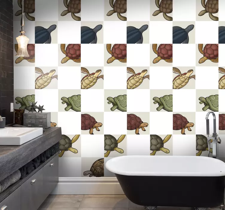 Nálepka různé želvy dlaždice - TenStickers