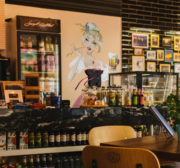 Samolepka blond servírka oktober - TenStickers