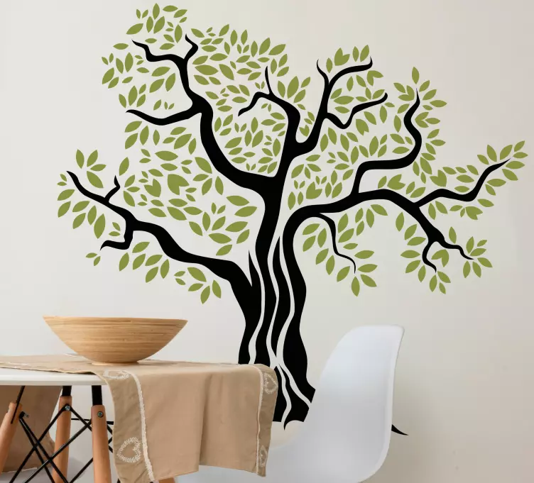 černý olivovník se zelenými listy obtisk - TenStickers