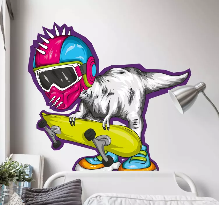 Samolepka cool dinoskateř - TenStickers